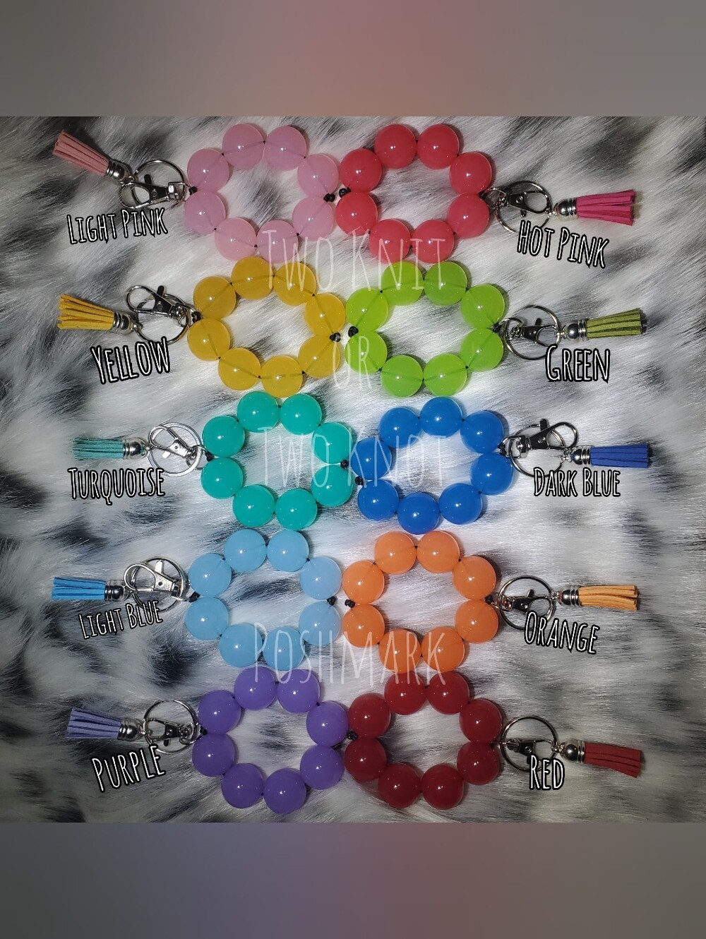 NWT Mini 20MM Chunky Beaded Keychain - Y2K Retro Bubblegum Bag Charm Tassel